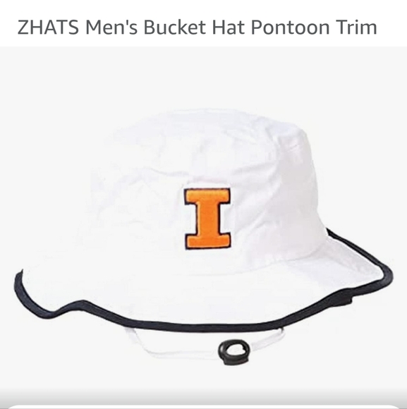 ZHATS Men's White Bucket Hat with Orange Logo Illinois - Picture 1 of 5